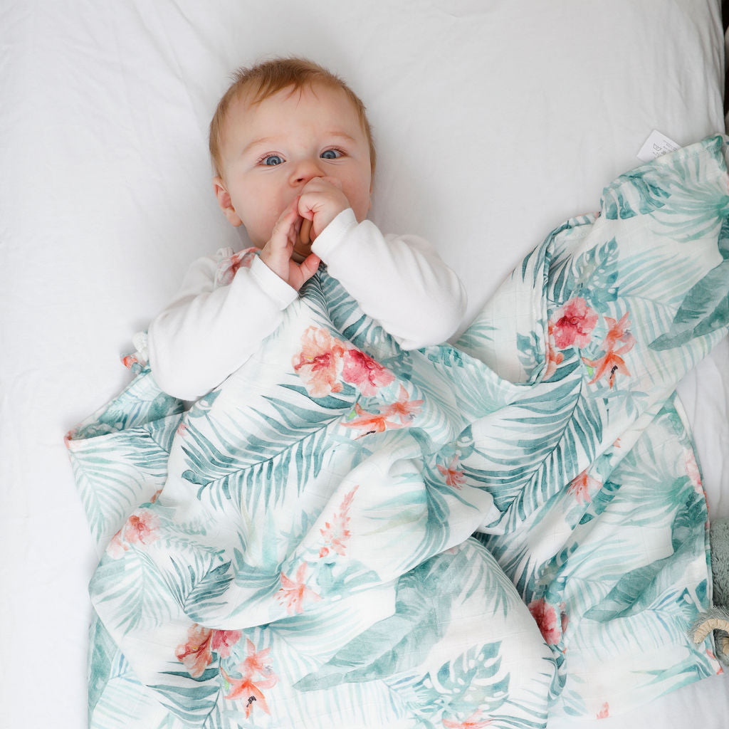 Baby Muslin Swaddle Printed Muslin Blanket Beach Born Salcombe Ltd
