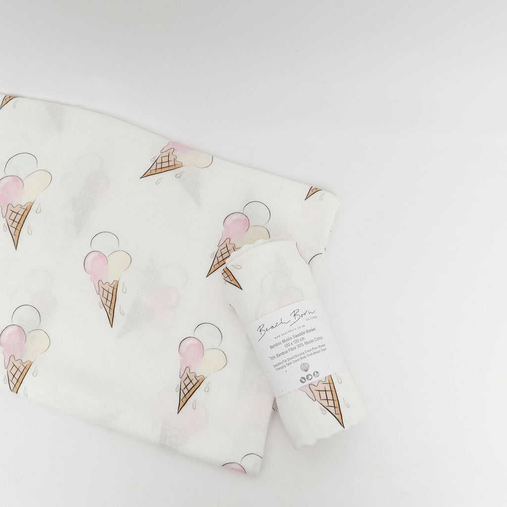 Ice Cream Cones Extra Large Muslin / Swaddle Blanket