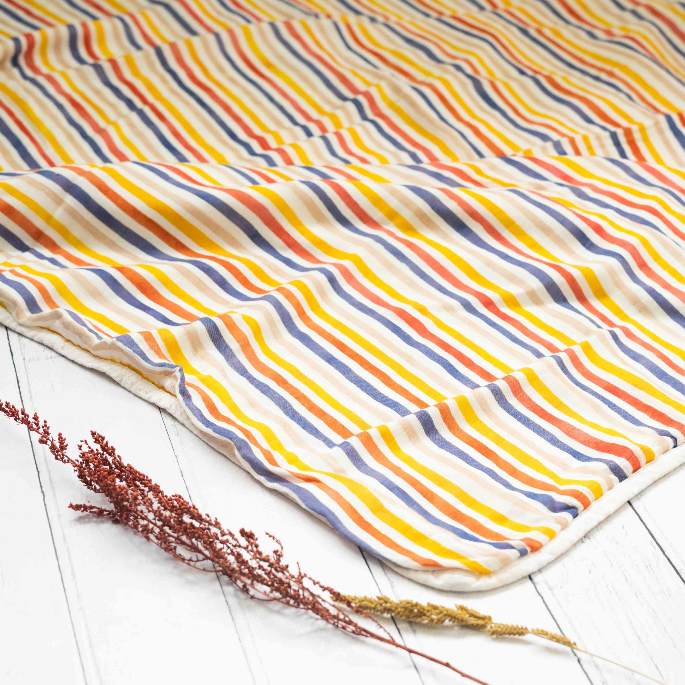 Rainbow Stripe Muslin Blanket